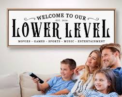Lower Level Sign Family Media Room Decor Personalized Game Room Sign For  Basement Movies Sports Games Wood Framed Sign New Home Gift