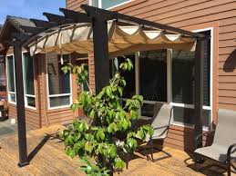 Hampton Bay 9 Ft X 9 Ft Steel And Aluminum Arched Pergola With Retractable Canopy Gfm00469a The Home Depot Pergola Pergola Patio Backyard Pergola