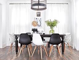 4.8 out of 5 stars 272. Contemporary Dining Room Features A Metal Mesh Drum Chandelier Illuminating A Dark Stain Black And White Dining Room White Dining Room Scandinavian Dining Room