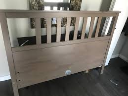 Made of solid wood, which is a durable and warm natural material. Ikea Queen Hemnes Grey Beige Bedframe Esquimalt View Royal Victoria Mobile