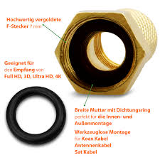 Dieser vergoldete stecker gewährleistet effektiv die qualität der. F Stecker Vergoldet 7 Mm 2 Stecker Breiter Mutter Dichtung Sat Antennen Tv Kabel Ceres Webshop
