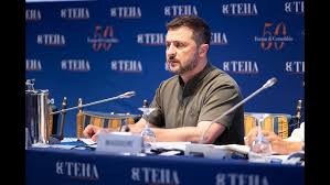 Volodymyr Zelenskyy at the 50th TEHA Forum in Cernobbio