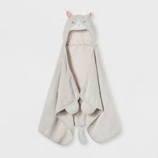 How to make a hooded bath towel for kids babies. Cat Hooded Bath Towel Silver Pillowfort Target