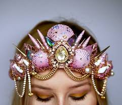 The Love Heart Valentines Mermaid Crown Headband Crystal Etsy Crystal Headband Mermaid Crown Crown Headband