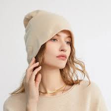 Solid Cashmere Hats for Men and Women Cashmere Knitted Beanie Stacked