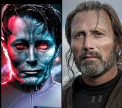 Grand Admiral Thrawn and Lord Zipacna, played by two different actors Lars  Mikkelesen and Kevin Durand, but the facial resemblance is very close 🤨,  aside from the blue skin and red eyes 😂