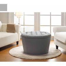 Finished in smoked oak, this coffee table is the perfect centerpiece for your home. Better Homes And Gardens Round Tufted Storage Ottoman With Nailheads Gray Walmart Com Walmart Com