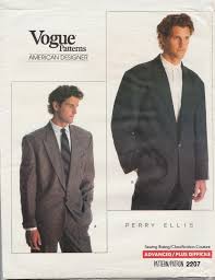 Vogue 2207 Vintage Designer Sewing Pattern By Perry Ellis Etsy Vogue Men Mens Suits 80s Fashion Men