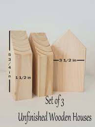 3 Piece Unfinished Chunky Wooden House Set Ready To Paint For Wood Crafts Scrap Wood Crafts Wood Block Crafts Wooden Crafts