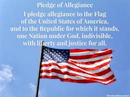 I pledge allegiance to my flag and to the republic for which it stands, one nation, indivisible, with liberty and justice for all. the pledge stayed this way until 1954, when congress added the words under god. today, only half of the 50 states have laws that require kids to recite the pledge. The Best Printables For The Pledge To The American Flag Christian Flag And Bible The Natural Homeschool