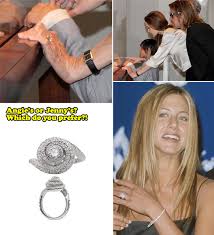 Jennifer aniston wore a ring that looked very similar to her engagement rock from brad pitt as she attended last night's golden globes. Engagement Ring War Angelina Jolie Or Ex Wife Jennifer Aniston