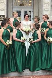 A Line Round Neck Floor Length Hunter Green Satin Bridesmaid Dress Long Prom Dresses Bd1001 Long Bridesmaid Dresses Bridesmaid Dresses Green Bridesmaid Dresses