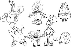 Cat colouring pages activity village. Spongebob Characters Coloring Pages Coloring Home