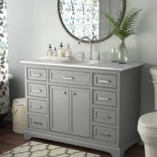Its solid birch base sits on simple bracket feet and has framed cabinet doors and drawer fronts for a traditional look. Left Side Sink Vanity 48 Wayfair