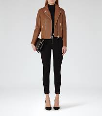 Camilla Cognac Bonded Leather Jacket Reiss Trendy Fashion Outfits Trendy Outfits Clothes For Women
