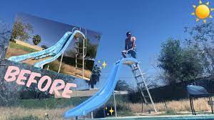 What's the best way to improve fun in your pool? Poolslide Makeover Under 10 Youtube