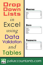 Excel Drop Down List Using Data Validation And Excel Tables That Updates Dynamically How To Pakaccountants Com Excel Tutorials Microsoft Excel Microsoft Excel Tutorial
