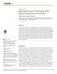 Последние твиты от messing with texas (@with_texas). Pdf Messing Up Texas A Re Analysis Of The Effects Of Executions On Homicides