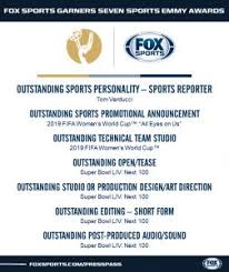 The 70th primetime emmy awards, hosted by michael che and colin jost, aired monday on nbc. Fox Sports Garners Seven Sports Emmy Awards Fox Sports Presspass