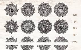 Download Sunflower Mandala Sunflower Split Monogram Svg Vector Illustration