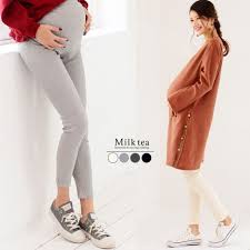 マタニティ もっちりコットン リブレギンス 10分丈 マタニティ服 リブレギンス 授乳服