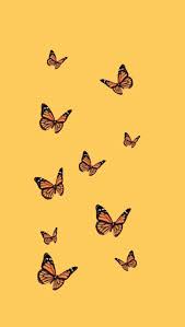 Spring butterflies and plant design element on a yellow green background suitable for cards, designs, scrapbooking, wallpapers and websites. Yellow Butterfly Aesthetic Wallpapers Wallpaper Cave