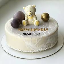 Birthday Wishes With Name On Cake Online Create Name On Teddy Birthday Cake Happy Birthday Wishes Name Cake Print Name On Birthday Cake Teddy Bear Birthd Teddy Bear Birthday Cake Cake Name Cake