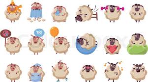 Funny Sheep Cartoon Characters Big Stock Vector Colourbox Ram cartoon | cute black head ram sheep cartoon. funny sheep cartoon characters big