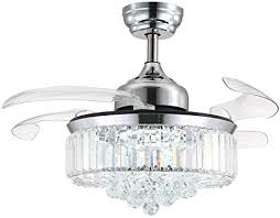 The model is one of the best ceiling fans with lights also because it. Amazon Com Moooni Dimmable Fandelier Crystal Ceiling Fans With Lights And Remote Modern Invisible Retractable Chandelier Fan Led Ceiling Fan Light Kit Polished Chrome 36 Inches Kitchen Dining
