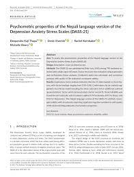 PDF) Psychometric properties of the Nepali language version of the  Depression Anxiety Stress Scales (DASS‐21)