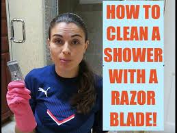 Razor Blade Cleaning Glass Shower Door Youtube Cleaning Glass Shower Doors Glass Shower Doors Glass Shower