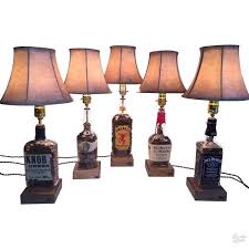Our Newest Creation Unique Table Top Lamps Made From Bourbon Whiskey Bottles Complete With Shade And Lam Rustic Lamp Shades Diy Lamp Shade Pink Lamp Shade