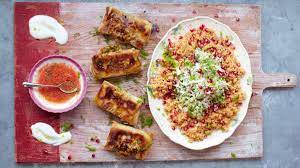 Add the salad in the middle of couscous and then top it with pomegranate. Crackin Crab Briks Recipe Jamie Oliver 15 Minute Meal