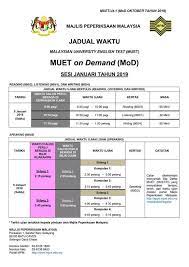 Pengumuman hasil seleksi dilakukan pada bulan agustus dan disampaikan pada laman www.stpjakarta.ac.id dan www.pusdik.kkp.go.id/psb. Jadual Waktu Muet On Demand Mod Upuonline 2019 2020 Facebook