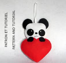 Sewing Pattern Pdf Felt Craft Panda Bear In A Heart Diy Felt Crafts Patron Couture Sewing Patterns