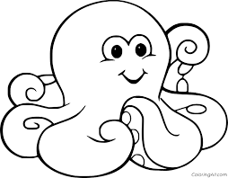 Simple Cute Octopus Coloring Page Coloringall