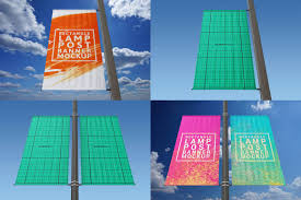 Download Free Mockup Lamp Post Banner Free Commercial Use Fonts Graphics PSD Mockup Templates