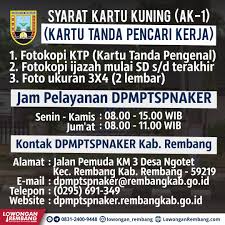 Cara membuat surat lamaran kerja sesuai eyd yang baik dan benar. Tata Cara Pendaftaran Online Kartu Kuning Ak1 Kartu Tanda Pencari Kerja Dinas Tenaga Kerja Rembang Lowongan Rembang