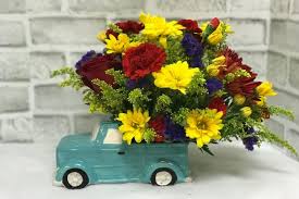 Blue & purple bouquets for a summer. Dad S Truck Bouquet Flower Delivery The Villages Fl Plantation Flower Designs Gifts