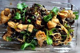 LiangBan' salad of tofu knots, enoki mushrooms and wood ear fungus –  DelishHomeCook.com – Eat More and Be Merry
