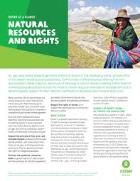 Real wealth lies in our people and our society. Oxfam At A Glance Natural Resources And Rights Oxfam Policy Practice