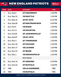 Patriots Schedule Printable