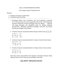 Mengorganisasikan keterampilan yang telah dimiliki. Soal Latihan Matematika Dasar Selasa 12 11 2019