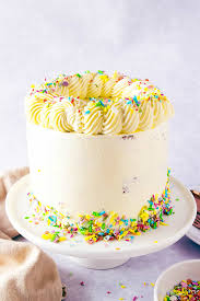 I need to bake a cake for a baby shower i'm hosting. Vanilla Layer Cake Swiss Meringue Buttercream Crumbs Corkscrews