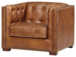 Lounge around in comfort and style with this noble house pineview bonded leather club chair. Top Grain Vintage Leather Tuxedo Sofa Chair Light Brown Transitional Armchairs And Accent Chairs By Crafters And Weavers