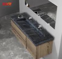 Customized Design Black Marble Sinks Solid Surface Bathroom ...