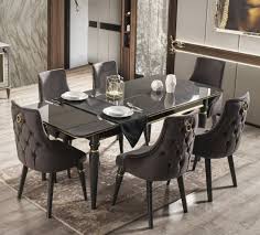 Restaurant tables and chairs are pertinent assets of every restaurant or cafe. Casa Padrino Luxury Art Deco Dining Room Set Gray Black Gold 1 Extendable Dining Room Table 6 Dining Chairs Art Deco Dining Furniture Luxury Quality