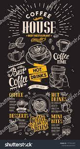 Coffee Restaurant Menu Vector Drink Flyer For Bar And Cafe On Blackboard Background Design T Diseno Del Menu De Cafeteria Pizarra De Cafe Decoracion Cafeteria