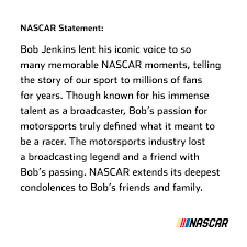 Nascar's jeff gordon mourns death of legendary announcer bob jenkins in moving tribute. Yfl9kv7pqymgem