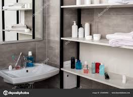 selective focus modern bathroom sinks